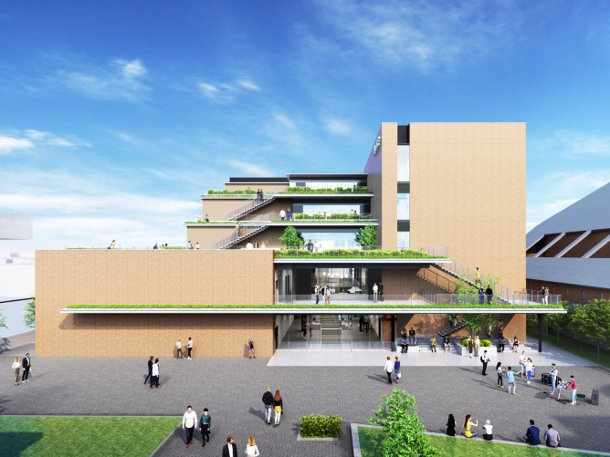 2024年4月に新校舎誕生。阪南大学最大規模の教室棟であり、アクティブラーニングなど多彩な学修スタイルに対応。